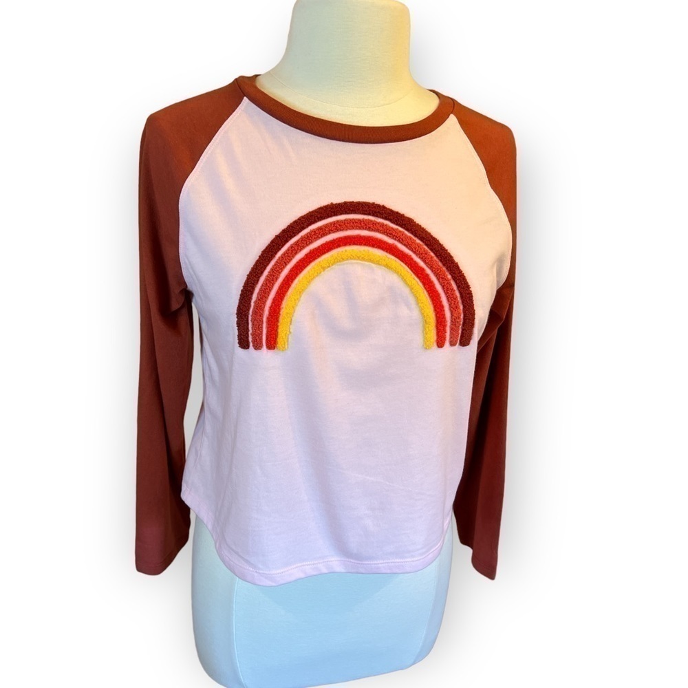 Arizona Jean Co Girls Top Multicolor Chenille Rainbow Long Sleeve Juniors XL  